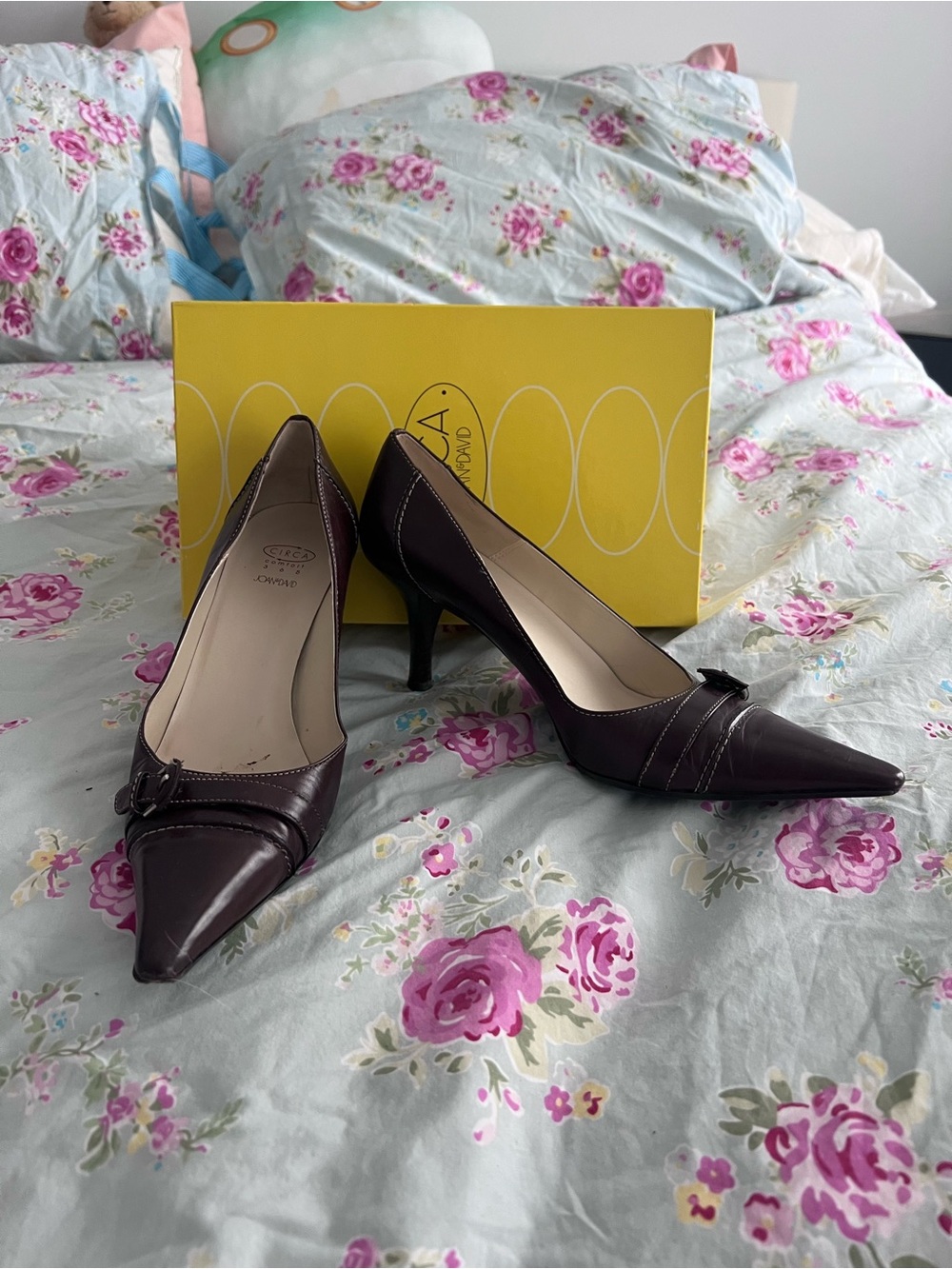 Stylish Pointed Toe Pumps in Dark brown
